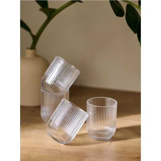 Sinsay - Ryflowane szklanki 4 pack - biały ze sklepu Sinsay w kategorii Szklanki - zdjęcie 184662777