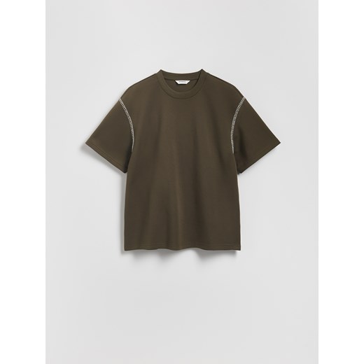 Reserved - T-shirt boxy z bawełną - zielony ze sklepu Reserved w kategorii T-shirty męskie - zdjęcie 184664205