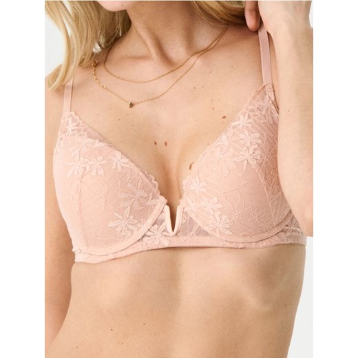 Sinsay - Biustonosz push-up z koronką - brązowy ze sklepu Sinsay w kategorii Biustonosze - zdjęcie 184665726