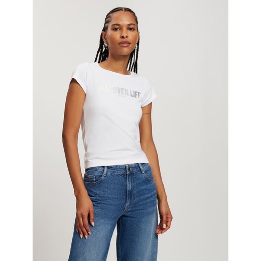 Cross Jeans Koszulka w kolorze białym ze sklepu Limango Polska w kategorii Bluzki damskie - zdjęcie 184666447