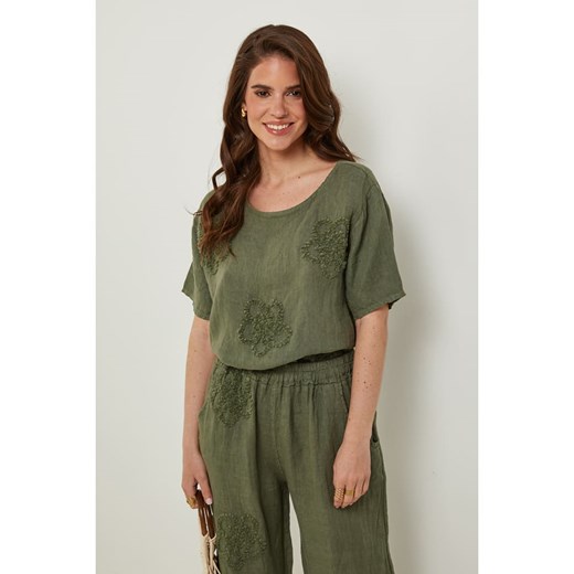 Rodier Lin Lniana koszulka w kolorze khaki Rodier Lin XL/XXL Limango Polska wyprzedaż