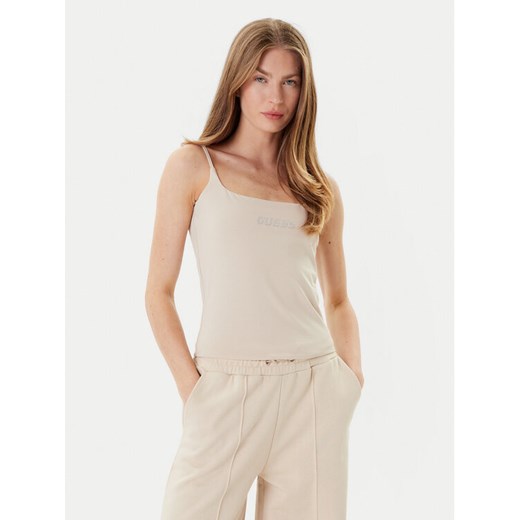 Guess Top V5GP22 J1314 Beżowy Slim Fit ze sklepu MODIVO w kategorii Bluzki damskie - zdjęcie 184667985