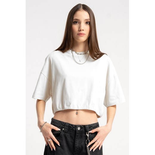 Biały t-shirt o kroju bubble, kolor - biały, rozmiar - 170 ze sklepu REPORTER w kategorii Bluzki dziewczęce - zdjęcie 184668717