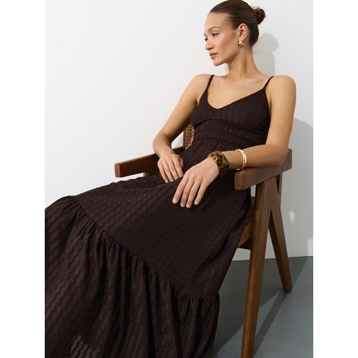 Mohito - Czekoladowa sukienka maxi - ciemno brązowy Mohito M Mohito