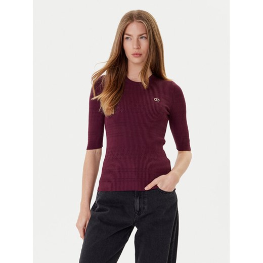 TWINSET Sweter 252TP3240 Bordowy Regular Fit ze sklepu MODIVO w kategorii Swetry damskie - zdjęcie 184670316