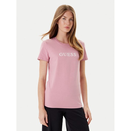 Guess T-Shirt O5RI01 KBBU1 Różowy Regular Fit ze sklepu MODIVO w kategorii Bluzki damskie - zdjęcie 184670327