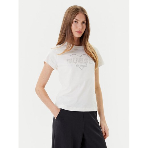 Guess T-Shirt V5GI10 K9RM1 Écru Regular Fit ze sklepu MODIVO w kategorii Bluzki damskie - zdjęcie 184670346
