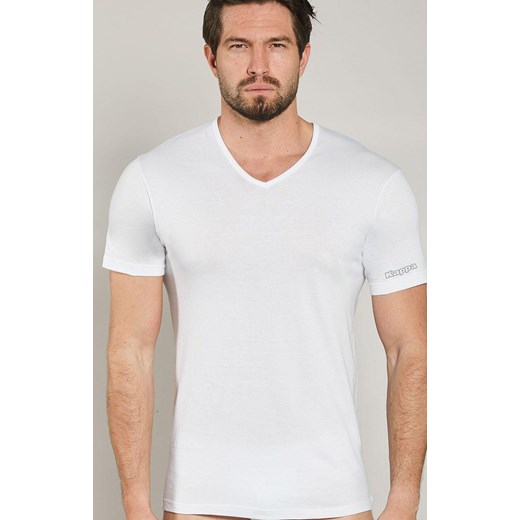 Kappa koszulka męska w serek z krótkim rękawem biała K1315, Kolor biały, Rozmiar S, Kappa ze sklepu Primodo w kategorii T-shirty męskie - zdjęcie 184670938