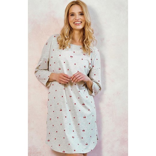 Damska koszula nocna w wiśnie Adele 3431, Kolor szary melanż-wzór, Rozmiar XL, Taro ze sklepu Intymna w kategorii Koszule nocne - zdjęcie 184671558