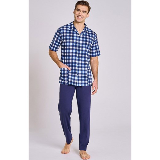 Rozpinana piżama męska plus size Sammuel 3184, Kolor niebieski-wzór, Rozmiar 3XL, Taro ze sklepu Intymna w kategorii Piżamy męskie - zdjęcie 184671598