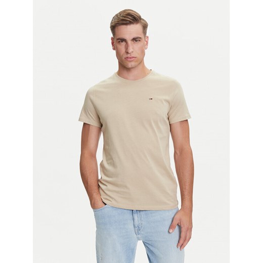 Tommy Jeans T-Shirt DM0DM04411 Beżowy Slim Fit ze sklepu MODIVO w kategorii T-shirty męskie - zdjęcie 184672729