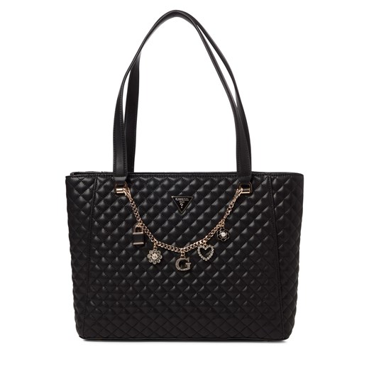 GUESS Damska shopperka - Everlee Kobiety Sztuczna skóra czarny jednolity ze sklepu vangraaf w kategorii Torby Shopper bag - zdjęcie 184673518