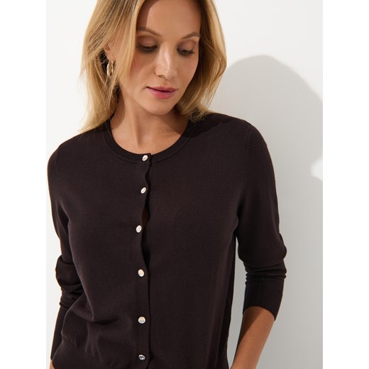 Mohito - Ciemnobrązowy kardigan z wiskozą - brązowy Mohito M Mohito