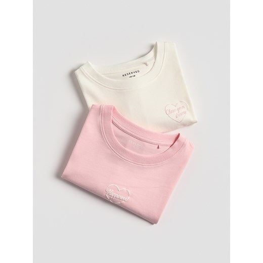Reserved - T-shirt z nadrukiem 2 pack - wielobarwny ze sklepu Reserved w kategorii Bluzki dziewczęce - zdjęcie 184674215