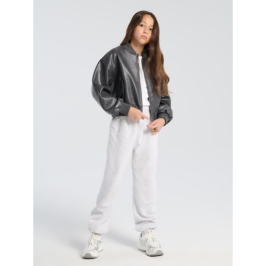 Sinsay - Kurtka bomber z imitacji skóry - szary Sinsay 152 (11-12 l) Sinsay