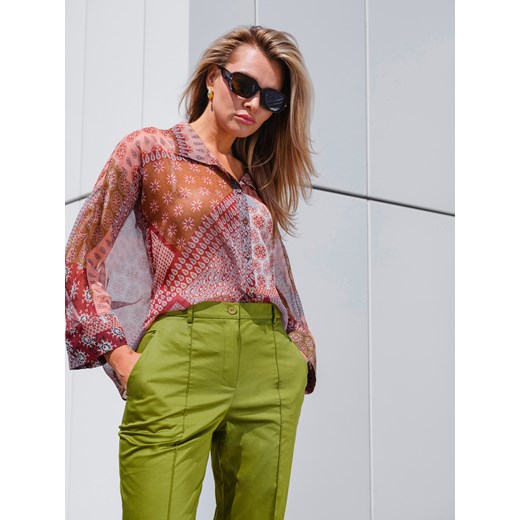 Bawełniane spodnie wizytowe damskie zieone EyeForFashion ze sklepu Eye For Fashion w kategorii Spodnie damskie - zdjęcie 184676487