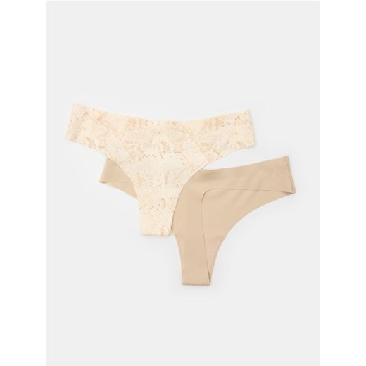 Sinsay - Bezszwowe stringi 2 pack - wielobarwny ze sklepu Sinsay w kategorii Majtki damskie - zdjęcie 184680305