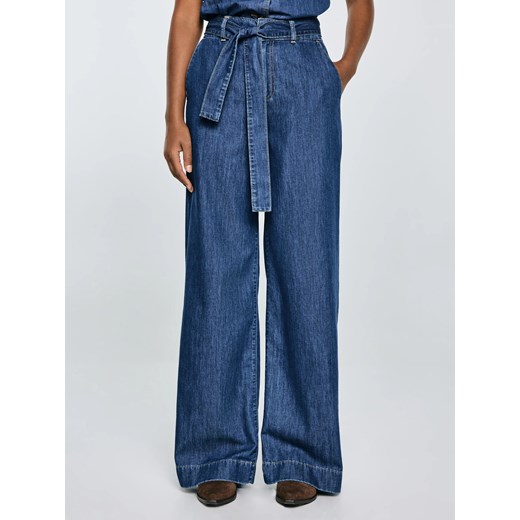 Jeansy damskie wide z paskiem granatowe Julii 398 ze sklepu Big Star w kategorii Jeansy damskie - zdjęcie 184682488