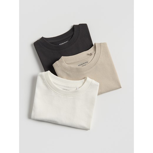 Reserved - Bawełniany t-shirt 3 pack - kremowy ze sklepu Reserved w kategorii T-shirty chłopięce - zdjęcie 184685135