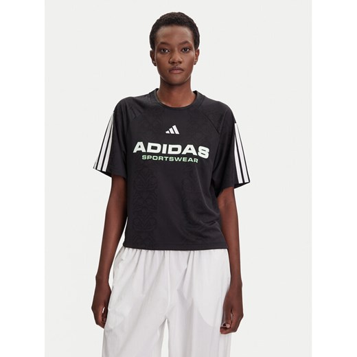 adidas T-Shirt Tiro x Common Goal Jacquard JL9212 Czarny Loose Fit ze sklepu MODIVO w kategorii Bluzki damskie - zdjęcie 184686827