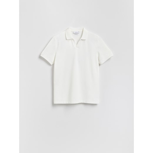 Reserved - Polo z merceryzowaną bawełną - biały ze sklepu Reserved w kategorii T-shirty męskie - zdjęcie 184687975