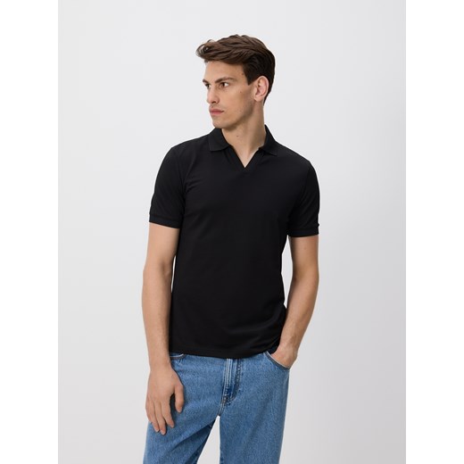 Reserved - Polo z merceryzowaną bawełną - czarny ze sklepu Reserved w kategorii T-shirty męskie - zdjęcie 184687977