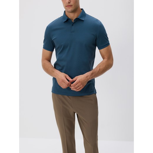 Reserved - Polo slim z bawełny pima - granatowy ze sklepu Reserved w kategorii T-shirty męskie - zdjęcie 184688027