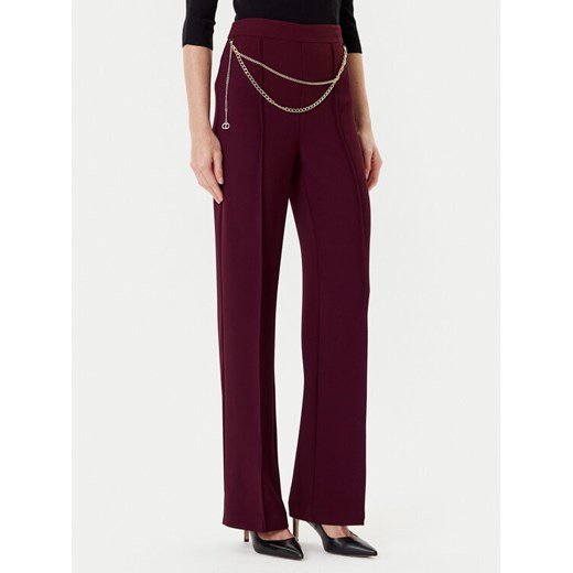 TWINSET Spodnie palazzo 252TP2281 Bordowy Wide Leg ze sklepu MODIVO w kategorii Spodnie damskie - zdjęcie 184688606