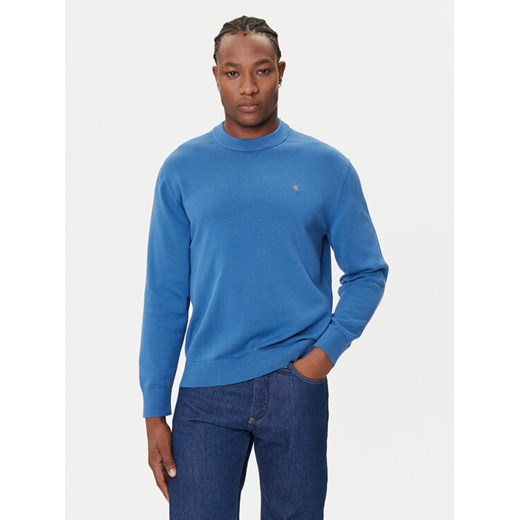 Calvin Klein Jeans Sweter LV04RC309G Niebieski Regular Fit ze sklepu MODIVO w kategorii Swetry męskie - zdjęcie 184688619