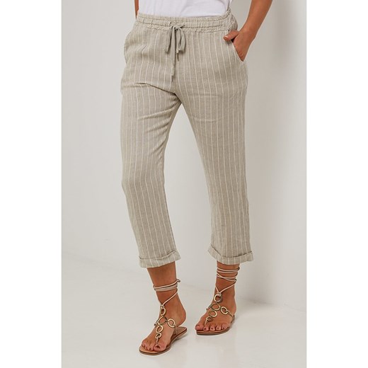 Le Monde du Lin Lniane rybaczki w kolorze beżowym Le Monde Du Lin 40/42 okazja Limango Polska