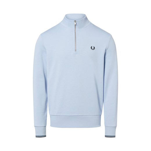 Fred Perry Męska bluza nierozpinana Mężczyźni Bawełna jasnoniebieski jednolity ze sklepu vangraaf w kategorii Bluzy męskie - zdjęcie 184691639