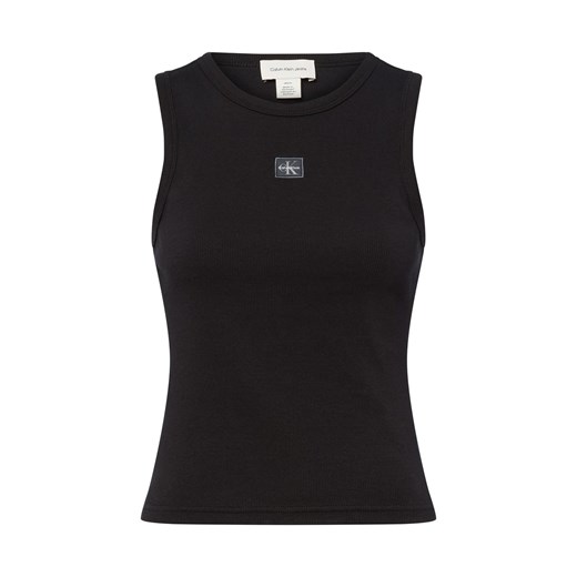 Calvin Klein Jeans Top damski Kobiety Bawełna czarny jednolity ze sklepu vangraaf w kategorii Bluzki damskie - zdjęcie 184691676