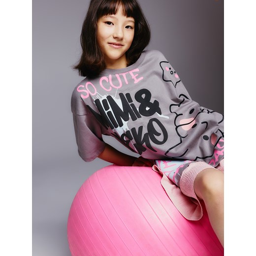 Reserved - T-shirt Mimi & Neko - ciemnoszary Reserved 122 (6-7 lat) Reserved