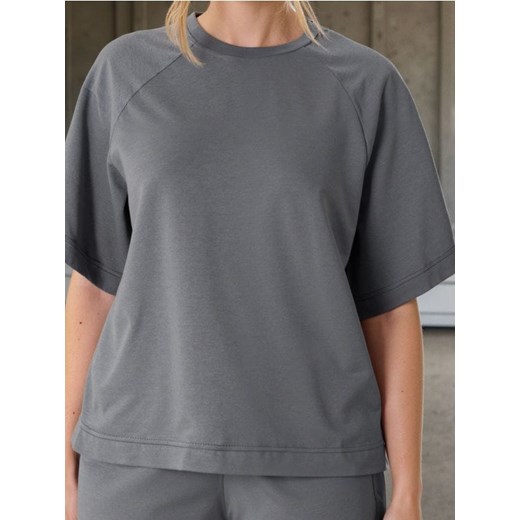 Sinsay - Bluza z krótkim rękawem soft touch - niebieski ze sklepu Sinsay w kategorii Bluzy damskie - zdjęcie 184692108