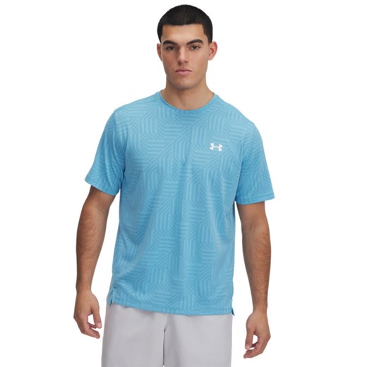 Męska koszulka treningowa Under Armour UA Tech Vent Geotessa SS - niebieska ze sklepu Sportstylestory.com w kategorii T-shirty męskie - zdjęcie 184695539