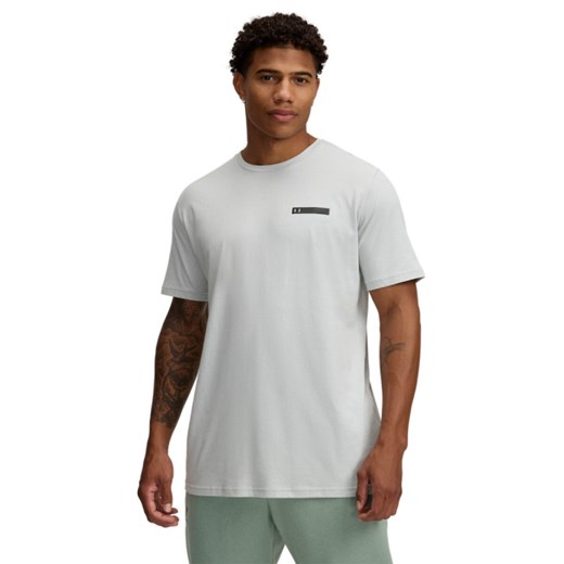 Męski t-shirt z nadrukiem Under Armour UA M LC Strip Logo SS - szary ze sklepu Sportstylestory.com w kategorii T-shirty męskie - zdjęcie 184695546