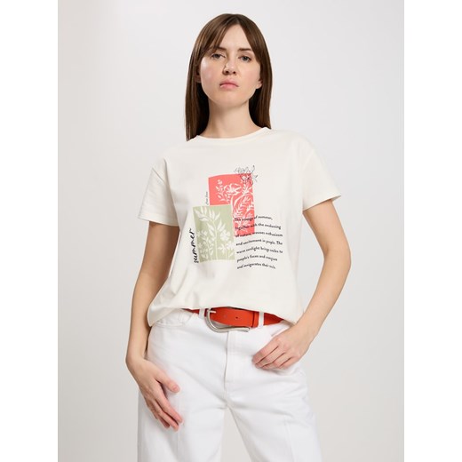 Cross Jeans Koszulka w kolorze kremowym Cross Jeans M wyprzedaż Limango Polska