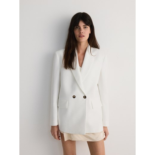 Reserved - Dwurzędowa marynarka oversize - biały ze sklepu Reserved w kategorii Marynarki damskie - zdjęcie 184696086