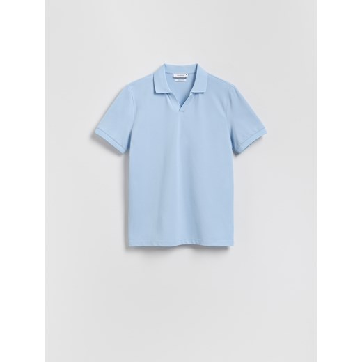 Reserved - Polo z merceryzowaną bawełną - jasnoniebieski ze sklepu Reserved w kategorii T-shirty męskie - zdjęcie 184696376