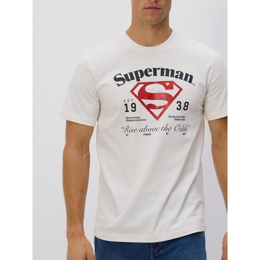 Reserved - Bawełniany t-shirt regular fit SUPERMAN™ - złamana biel Reserved S Reserved
