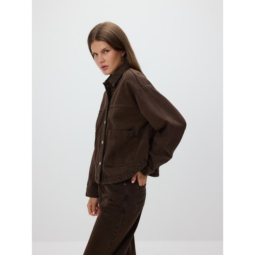 Reserved - Jeansowa koszula z kieszeniami - dark grey jeans ze sklepu Reserved w kategorii Koszule damskie - zdjęcie 184696657