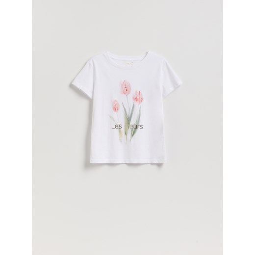 Reserved - T-shirt z nadrukiem - biały ze sklepu Reserved w kategorii Bluzki damskie - zdjęcie 184696779
