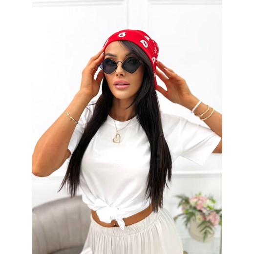 Biały T-shirt z Czerwoną Chustą ze sklepu ModnaKiecka.pl w kategorii Bluzki damskie - zdjęcie 184697265