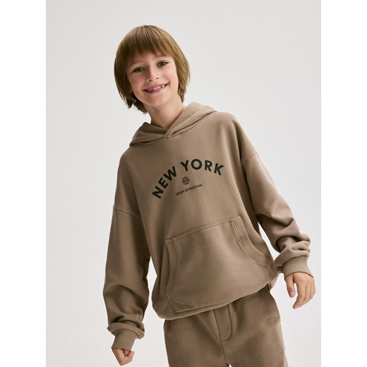 Reserved - Bawełniana bluza oversize - brązowy ze sklepu Reserved w kategorii Bluzy chłopięce - zdjęcie 184697499