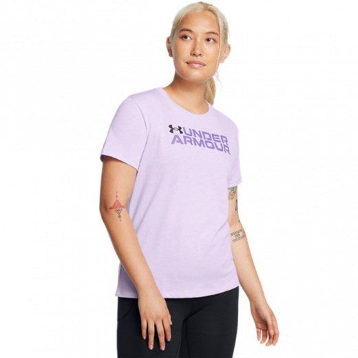 Damski t-shirt z nadrukiem Under Armour UA Big Logo Pack Short Sleeve - fioletowy ze sklepu Sportstylestory.com w kategorii Bluzki damskie - zdjęcie 184697537