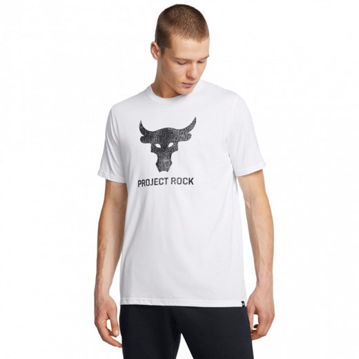 Męska koszulka treningowa Under Armour Project Rock Brahma Bull - biała ze sklepu Sportstylestory.com w kategorii T-shirty męskie - zdjęcie 184697545