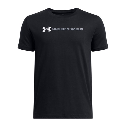 Chłopięcy t-shirt z nadrukiem Under Armour UA B Logo Wordmark SS - czarny ze sklepu Sportstylestory.com w kategorii T-shirty chłopięce - zdjęcie 184697568