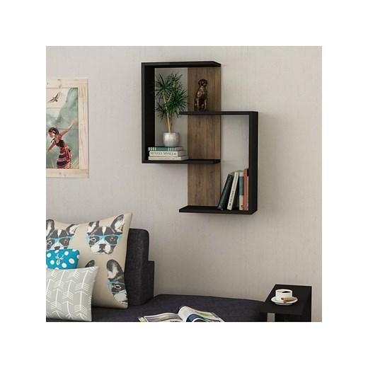 HanahHome Regał ścienny w kolorze antracytowo-brązowym - 64 x 85 x 22 cm ze sklepu Limango Polska w kategorii Regały i witryny - zdjęcie 184697968