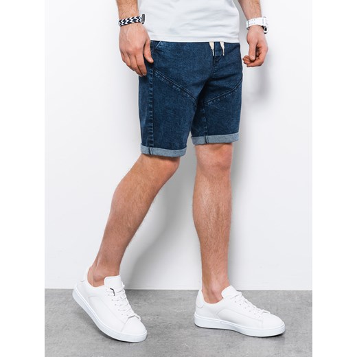 Krótkie spodenki męskie jeansowe - ciemny jeans V3 W361 ze sklepu ombre w kategorii Spodenki męskie - zdjęcie 184698017