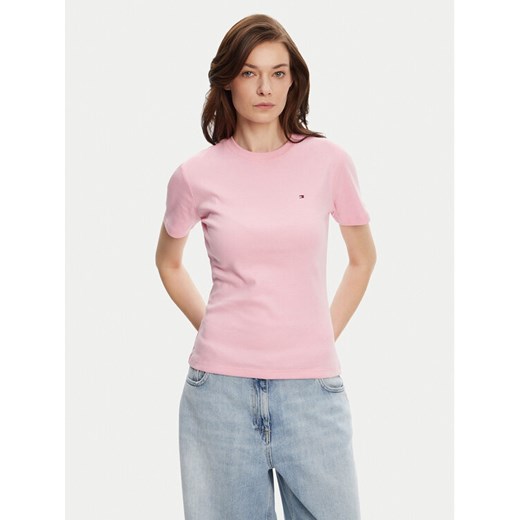 Tommy Hilfiger T-Shirt New Cody WW0WW40587 Różowy Slim Fit ze sklepu MODIVO w kategorii Bluzki damskie - zdjęcie 184698906